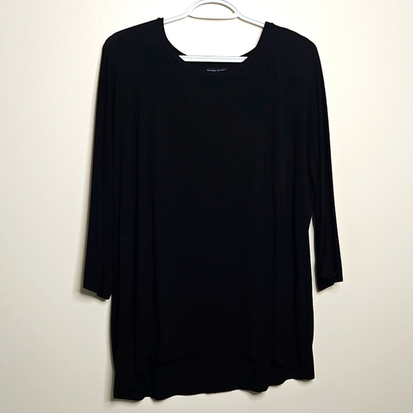 Eileen Fisher Black SCOOP NECK Tunic Top 3/4 long Sleeve Size SMALL EUC - Picture 1 of 6